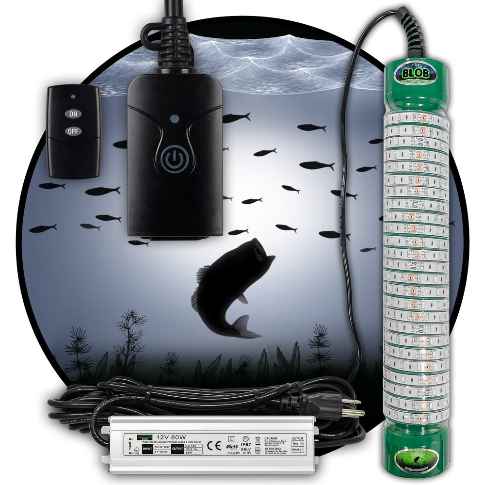 Green Blob Outdoors New White Underwater Fishing Light 16,700 Lumen Pro167DX Underwater 30ft Cord, LED, Fish Attractor, Snook (16,742 3-Prong Plug, White)