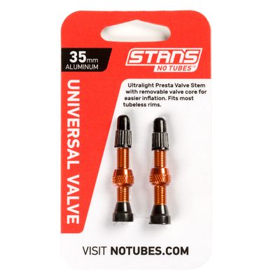 Stan's NoTubes Universal Presta Valve Stems - Aluminium - Orange - 35mm - Pair