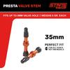 Stan's NoTubes Universal Presta Valve Stems - Aluminium - Orange - 35mm - Pair view 2