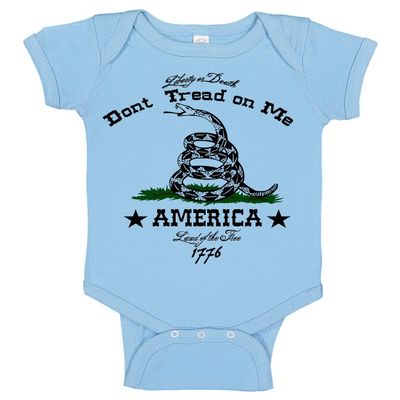 Ink Trendz Don't Tread On Me Liberty or Death Military Themed Gadsden Flag Baby Bodysuit Romper Onesie