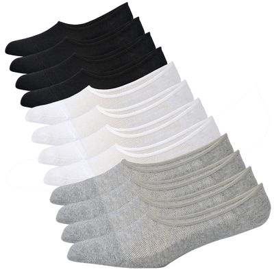 JORMATT 6 Pairs Mens Women Genuine No Show Socks Boys Sneaker Shoes Mesh Knit Low Cut Athletic Cotton Socks Non Slip, Men Shoe size 10-14