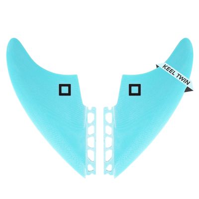 Surf Squared Twin Keel Fins (2 Fins) - Solid Fiberglass Flex for Lightweight Durability & Top Surfing Performance - Compatible with Futures Single Tab Surfboards - Mint