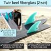 Surf Squared Twin Keel Fins (2 Fins) - Solid Fiberglass Flex for Lightweight Durability & Top Surfing Performance - Compatible with Futures Single Tab Surfboards - Mint view 2