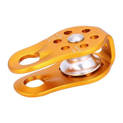 Alomejor Mountaineering Pulley Climbing Rope Pulley Arborist Tree Climb 20KN Fixed Side Aluminum Metal Alloy Pulley Yellow