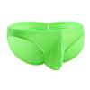 iiniim Men's Sexy Bikini Brief Silky Ruched Back Underwear Panties See Through Swim Briefs Swimwear Fluorescent Green One Size view 2
