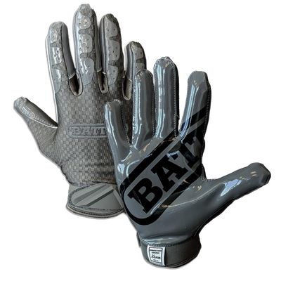 Battle Sports Triple Threat Wide Receiver Football Gloves, Ultra Stick Adult & Youth Gloves - Youth Large, Charcoal