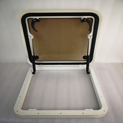 500500mm Square Marine Grade Nylon Boat Deck Hatch Window with Tempered Glass and Trim Ring 00683