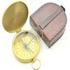 Aysha Nautical Vintage Brass Compass with Handmade Leather Case/E.E. Cummings Directional Magnetic Compass for Navigation/Push Button Pocket Compass view 4