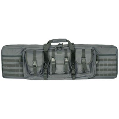 Lancer Tactical 600 Denier Polyester Double Carbine Soft Case Accessory Pouches MOLLE Webbing Secondary Gun Compartment Quick Detach Buckles Inner Storage Backpack Straps (42" INCH, DISRUPTIVE GRAY)