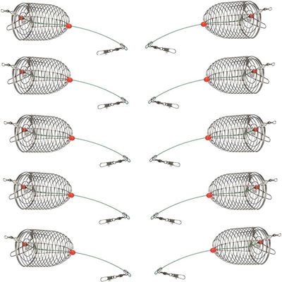 10Pcs/Pk Carp Fishing Bait Trap Cage Feeder Basket Holder Coarse Lure Feeder Carp Fishing Tackle Kit,Size L/M/S Available (S)