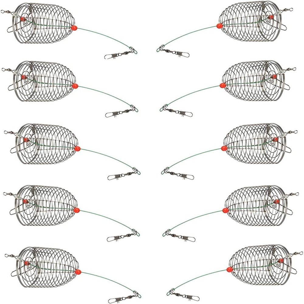 10Pcs/Pk Carp Fishing Bait Trap Cage Feeder Basket Holder Coarse Lure Feeder Carp Fishing Tackle Kit,Size L/M/S Available (S)