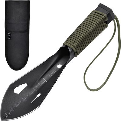 iunio Hiking Trowel, Camping, Backpacking, Portable Shovel, Multitool, Ultralight Camp Tool, with Carrying Pouch, for Gardening, Outdoor, Survival (Black)