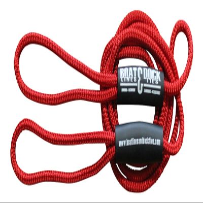 Boat Throw Rope- Double Braided Nylon Rope, Stitched Loops and Floats by Boat Lines and Dock Ties (Red 2 Loop, 10 feet)