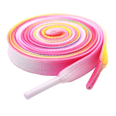5Chaos Rainbow Fun Shoelaces for Kids, Girls and Women, Colorful Pastel Shoe Laces with Metal Aglets 1 Pair (47" (120CM), Rainbow Pink)