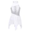 Agoky Kids Girls' Sequins Lyrical Ballet Modern Contemporary Dance Dresses Latin Athletic Tutu Dresses Dancing Costume White 5-6 view 1