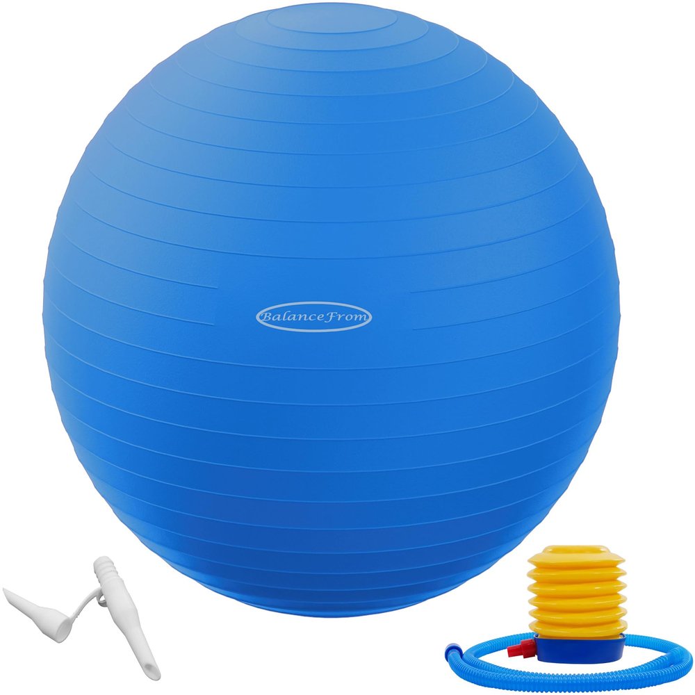 Fitvids Anti-Burst Slip Resistant Exercise Ball - 34-inch Blue 2 31-34in (78-85cm), XXL Blue