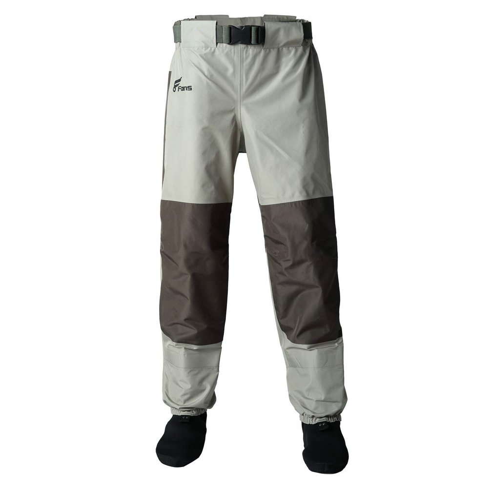 8 Fans Mens Womens Waist Waders,3-Ply Durable Breathable Waterproof Stockingfoot Insulated Wading Pants for Fishing Kayaking Size XXL Khaki