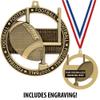 Football Medals, 3" Massive Rimz Football Award Medal with Custom Engraving Included 50 Pack Prime view 2