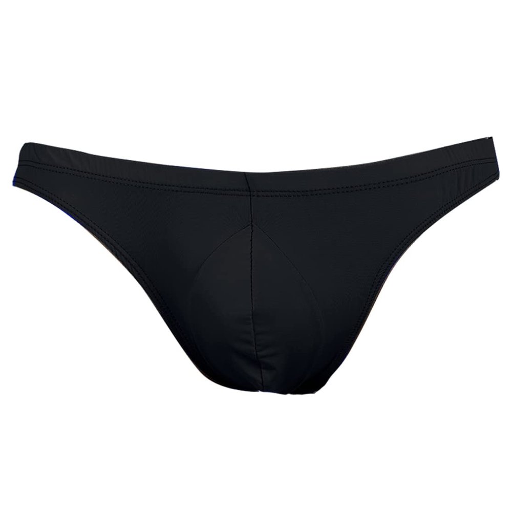 iiniim Men's Sexy Bikini Brief Silky Ruched Back Underwear Panties See Through Swim Briefs Swimwear Black One Size