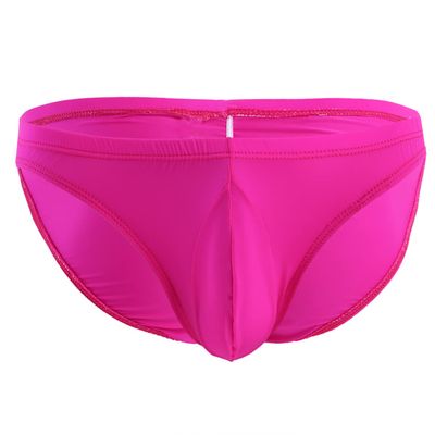 iiniim Men's Sexy Bikini Brief Silky Ruched Back Underwear Panties See Through Swim Briefs Swimwear Rose One Size