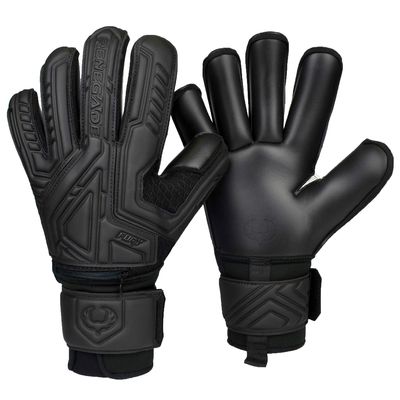 Renegade GK Fury Nightfall Goalie Gloves with Pro-Tek Finger Spines | 4mm Giga Grip & 4mm Duratek | Black Soccer Goalkeeper Gloves (Size 7, Youth, Roll Cut, Level 4)