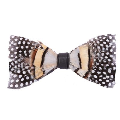 Vpang Mens Pre-Tied Bow Tie Handmade Natural Feathers Bowtie Adjustable Length Necktie with Gift Box (Type 10)