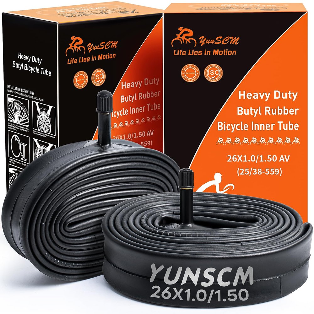 2-PCS 26" Heavy Duty Bike Tubes 26x1.0/1.50 AV Schrader Valve 26" Bicycle Innier Tubes Compatible with 26 x 1.0 26x1.10 26x1.25 Bike Inner Tubes