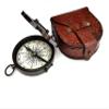 Brass Camping Compass  Handmade Pocket Compass with Leather Case Nautical Outdoor Adventure & Hiking Gift view 2