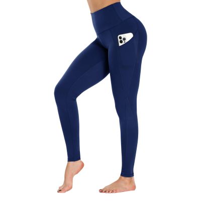 GAYHAY High Waist Yoga Pants with Pockets, Leggings for Women Tummy Control Compression Workout Leggings for Women Navy Blue