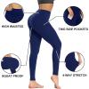 GAYHAY High Waist Yoga Pants with Pockets, Leggings for Women Tummy Control Compression Workout Leggings for Women Navy Blue view 3