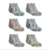 Fruit of the Loom Boys' 6 Pack No Show Eveyday Active Socks (Large (Shoe Size: 3-9), Grey) view 1