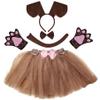 Kirei Sui Kids Animal Puppy Brown Dog Costume Dachshund Tutu and Ear Headband Brown view 1