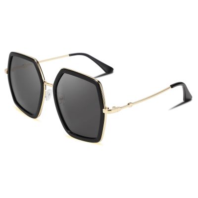 FEISEDY Retro Square Sunglasses for Women Oversized Vintage Polygon Sun Glasses Geometric Irregular Lens B2503