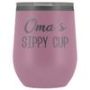 HollyWood & Twine Oma's Sippy Cup Oma Wine Tumbler Gifts for Omas Funny Stemless Stainless Steel Insulated Tumblers Hot Cold BPA Free 12oz Travel Cup view 1