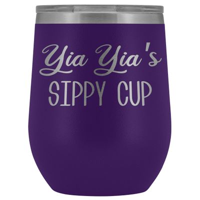 HollyWood & Twine YIA Yia's Sippy Cup YIA YIA Wine Tumbler Gifts for YIA Yias Funny Stemless Stainless Steel Insulated Tumblers Hot Cold BPA Free 12oz Travel Cup