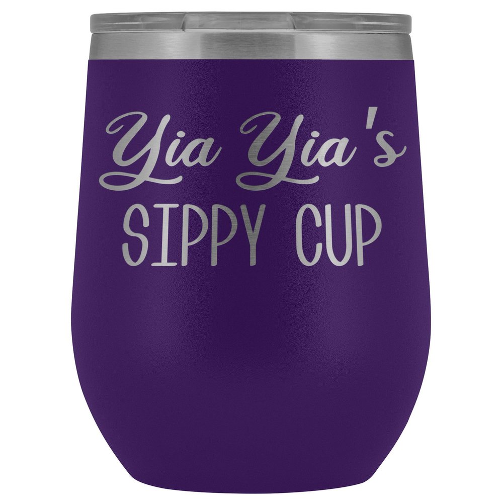 HollyWood & Twine YIA Yia's Sippy Cup YIA YIA Wine Tumbler Gifts for YIA Yias Funny Stemless Stainless Steel Insulated Tumblers Hot Cold BPA Free 12oz Travel Cup