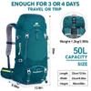 N NEVO RHINO Internal Frame Hiking Backpack 50/60/65/70/80L, Mountain Climbing Camping Backpack Daypack Waterproof Rain Cover view 3