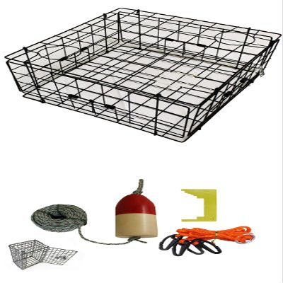 KUFA Vinyl Coated Crab Traps & Accessory Kits (100' Lead Core Sinking line,Caliper,Harness,Bait Bag & 11" Float) (S60+CEQ1)
