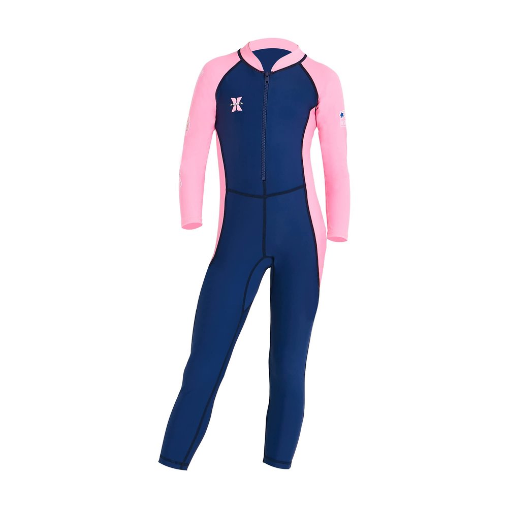 AIWUHE Kid's Full Body Swimwear Boys&Girls One Piece Swimsuit Long-Sleeve Water Sports Rash Guard UPF 50+ Sunsuit Sets Blue 3-4T M