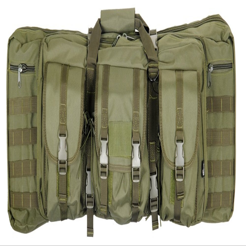 Lancer Tactical 600 Denier Polyester Double Carbine Soft Case Accessory Pouches MOLLE Webbing Secondary Gun Compartment Quick Detach Buckles Inner Storage Backpack Straps(36" INCH,OLIVE DRAB GREEN)