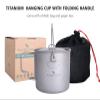 iBasingo 1100ml Titanium Mug Camping Cup Tea Coffee Water Pot with Lid Ultralight Outdoor Travel Tableware with Foldable Handle Picnic Backpacking Trekking Portable Drinkware Survival Gear Ti3041D view 3