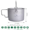 iBasingo 1100ml Titanium Mug Camping Cup Tea Coffee Water Pot with Lid Ultralight Outdoor Travel Tableware with Foldable Handle Picnic Backpacking Trekking Portable Drinkware Survival Gear Ti3041D view 4