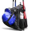 ZOEA Baseball Bat Bag Backpack, T-Ball & Softball Equipment & Gear for Youth and Adults | Large Capacity Holds 4 Bats, Helmet, Glove, Shoes | Shoe Compartment & Fence Hook & Helmet Holder Black view 1