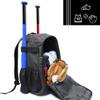 ZOEA Baseball Bat Bag Backpack, T-Ball & Softball Equipment & Gear for Youth and Adults | Large Capacity Holds 4 Bats, Helmet, Glove, Shoes | Shoe Compartment & Fence Hook & Helmet Holder Black view 3