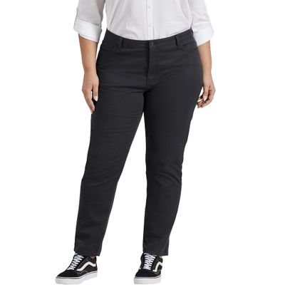 Dickies Women's Perfect Shape Skinny Twill 4 Pocket Pant Pants, Rinsed Black, 8