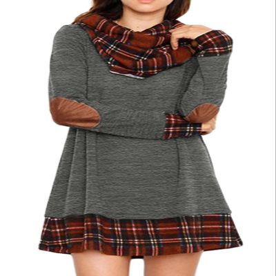 Alaster Queen Women's Long Sleeve Fall Dresses 2025 Trendy Casual Winter Sweater Tunic Dress Cute Dark Grey Short Mini Dress for Women