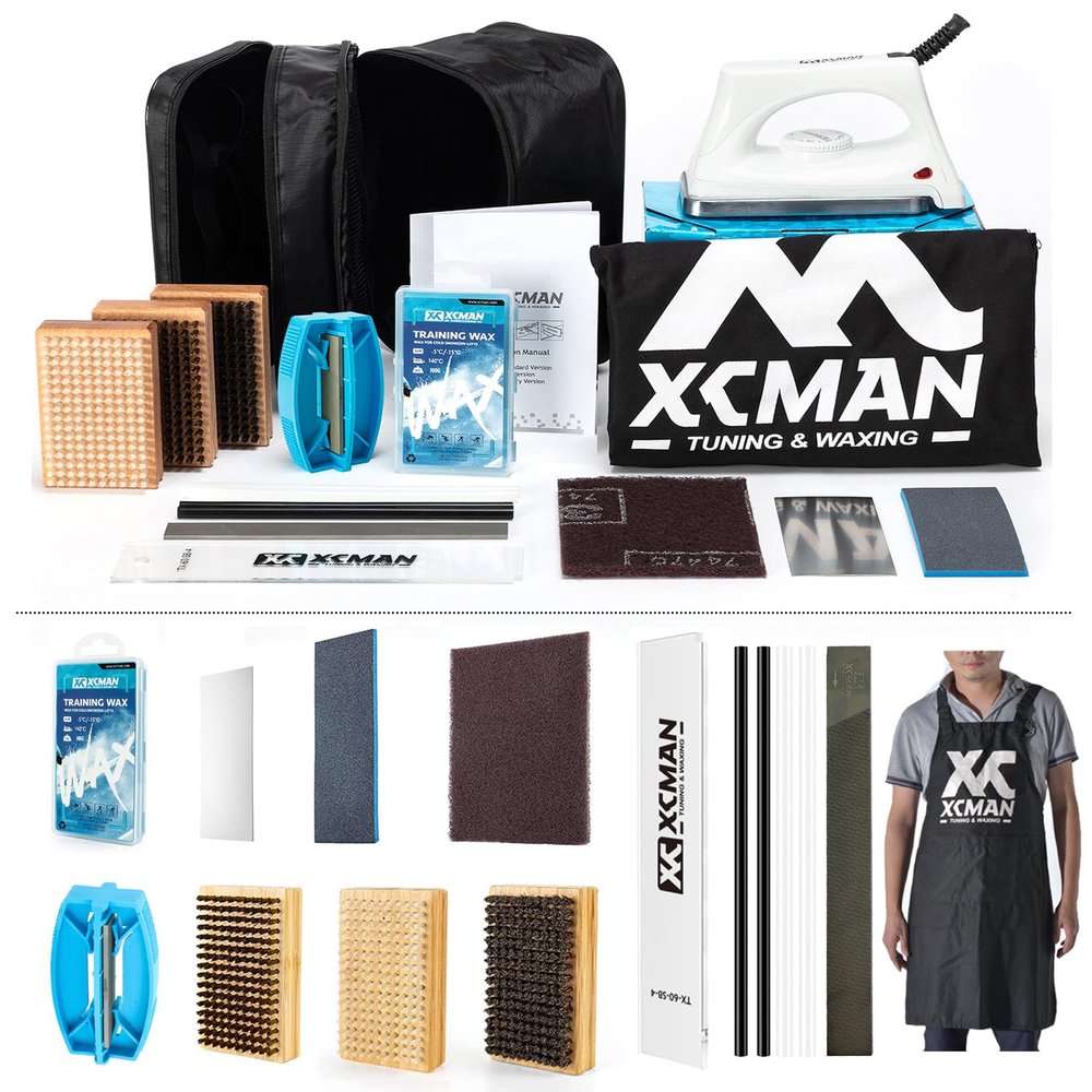 XCMAN Complete Ski Snowboard Tuning and Waxing Kit with Waxing Iron, Ski Wax, Waxing BrushEdge TunerWaxing ScraperPTEX