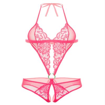Avidlove Women Deep V Lingerie Lace Teddy One Piece Babydoll Mini Bodysuit Rose Red
