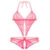 Avidlove Women Deep V Lingerie Lace Teddy One Piece Babydoll Mini Bodysuit Rose Red view 1