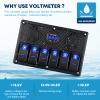 Kohree 6 Gang Marine Boat Rocker Switch Panel Waterproof + USB Switch, 12 Volt RV Led Switch Panel for Marine Boat Car Truck, Digital Voltmeter Display QC3.0 Dual USB Charger Port DC 12V Socket 12/24V view 4